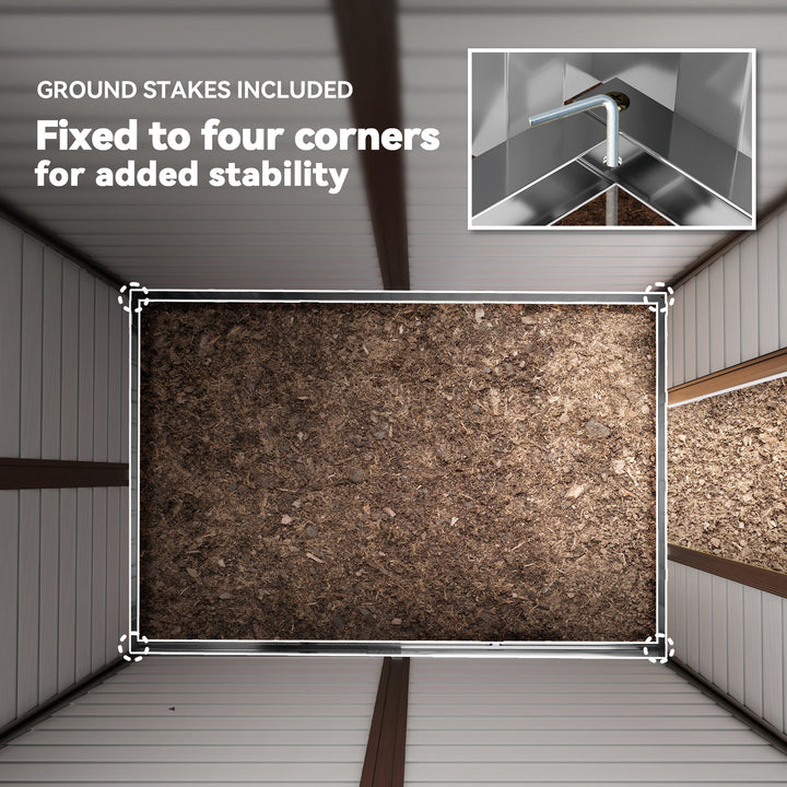9x 6FT Metal Outdoor Garden Shed, Galvanised Tool Storage Shed w/ Sloped Roof, Lockable Door for Patio Lawn, Dark Grey