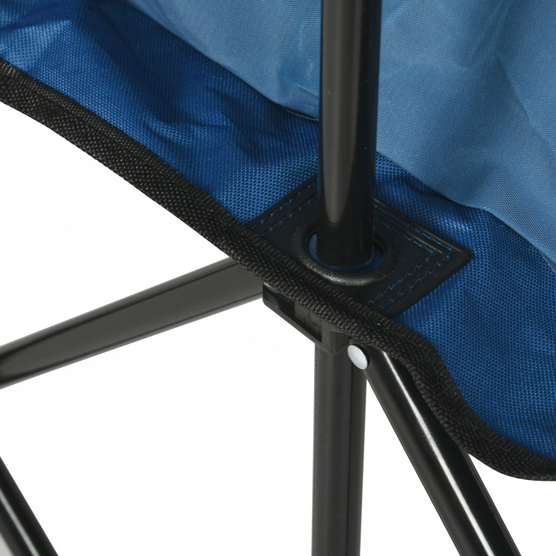 6 Seater Folding Camping Chair with Cup Holder & Carry Bag - Blue