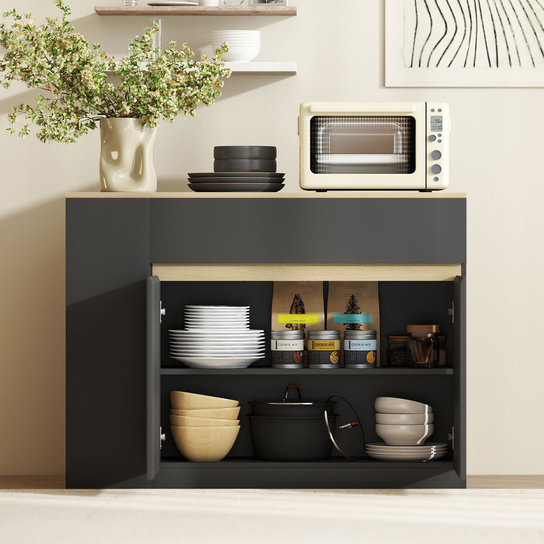 Kitchen Island, Storage Cabinet with Adjustable Shelf, 2 Drawers, 3 Op