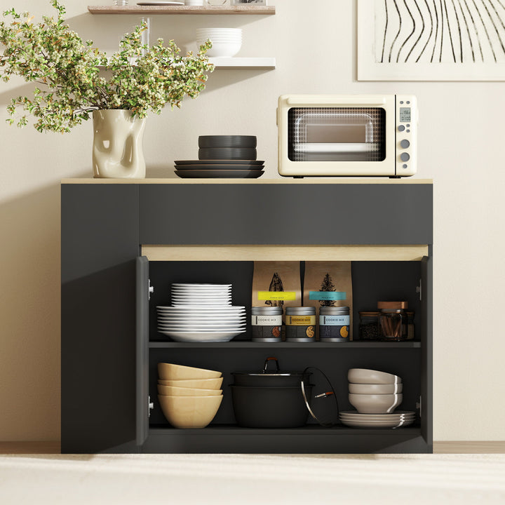 Kitchen Island, Storage Cabinet with Adjustable Shelf, 2 Drawers, 3 Op