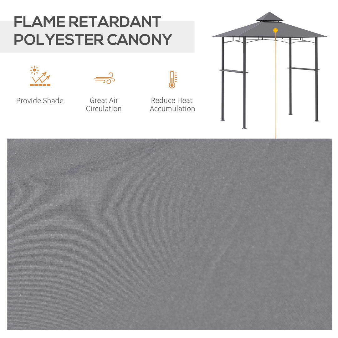 MCL 2.5M (8ft) New Double-Tier BBQ Gazebo Grill Canopy Barbecue Tent Shelter Patio Deck Cover - Grey