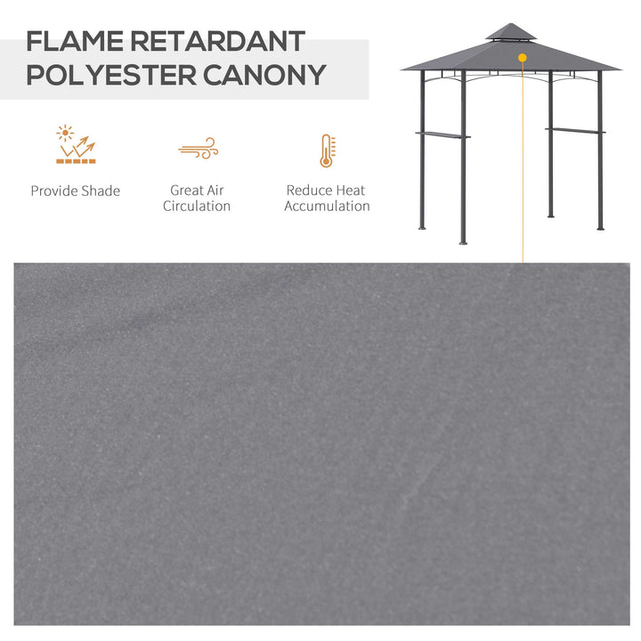 MCL 2.5M (8ft) New Double-Tier BBQ Gazebo Grill Canopy Barbecue Tent Shelter Patio Deck Cover - Grey