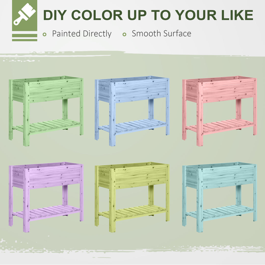 MCL Wooden Raised Plant Stand Outdoor Flower Bed Box with Clapboard 100 x 40 x 84cm