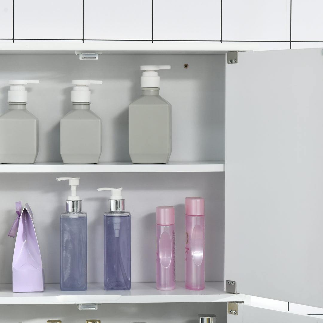 MCL Bathroom Mirror Cabinet, Wall Mounted Storage Cupboard with Double Doors and Adjustable Shelf, Bathroom Organizer, White