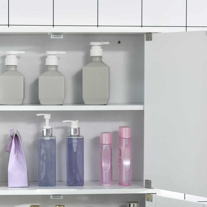 MCL Bathroom Mirror Cabinet, Wall Mounted Storage Cupboard with Double Doors and Adjustable Shelf, Bathroom Organizer, White