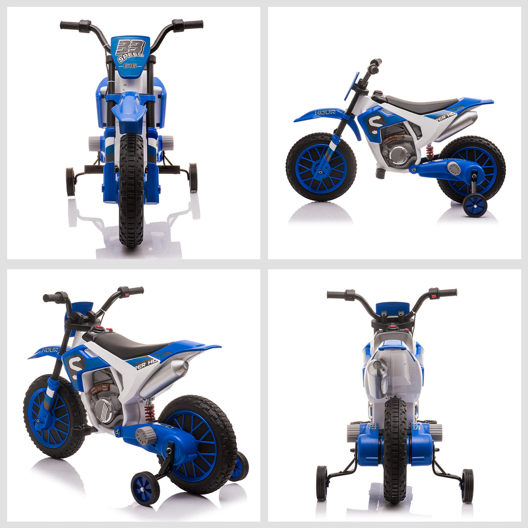 MCL 12V Kids Electric Motorcycle Ride-On, with Training Wheels, for Ages 3-6 Years - Blue