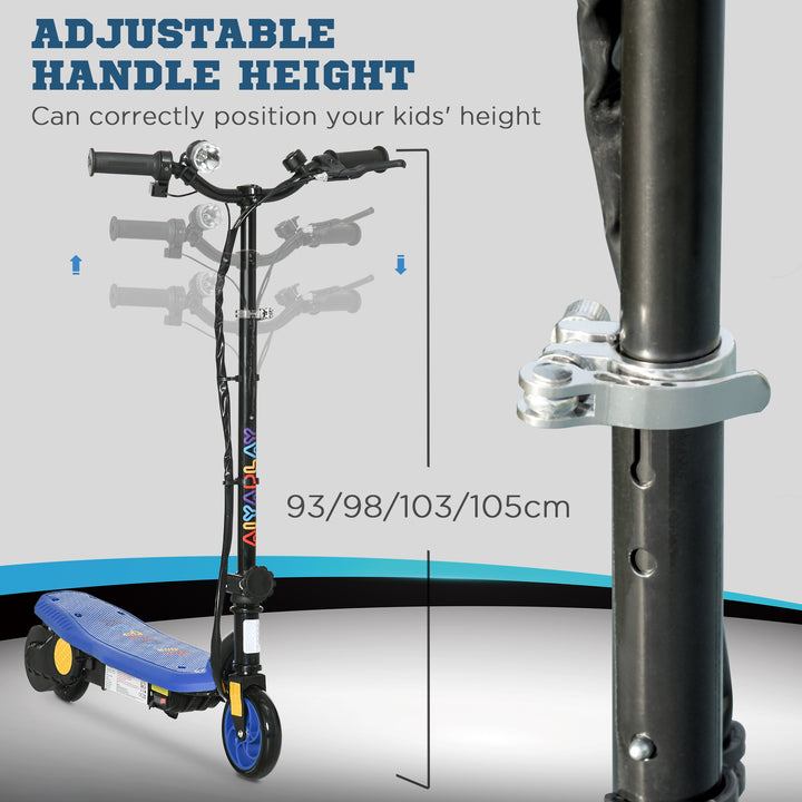 Foldable Electric Scooter, with LED Headlights, for Ages 7-14 Years, Blue