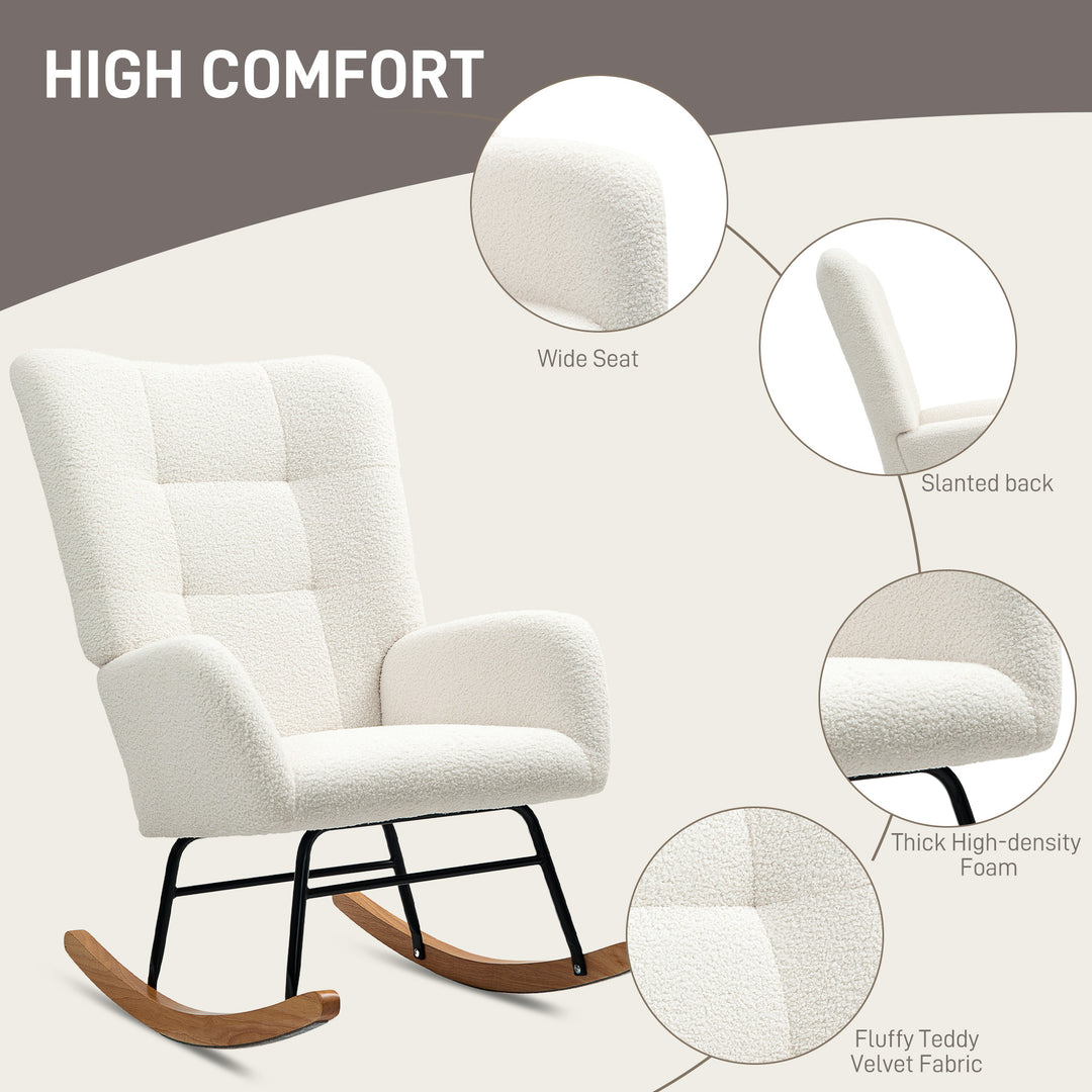 Teddy Fleece Rocking Chair - Cream White