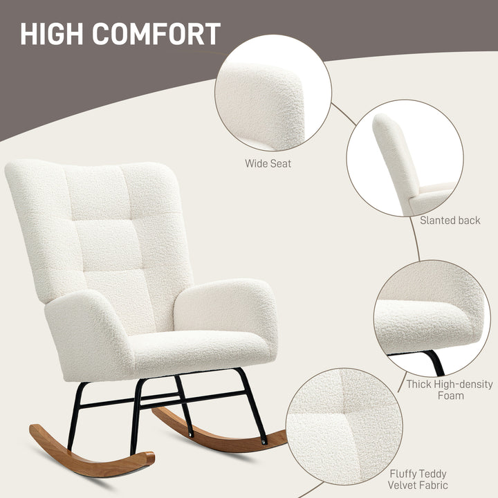 Teddy Fleece Rocking Chair - Cream White