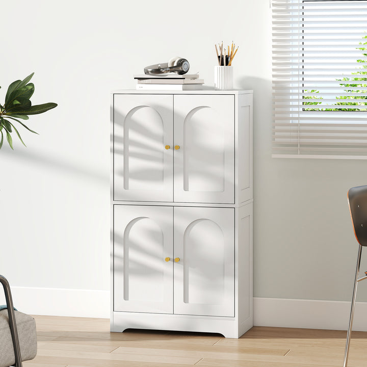 4-Door Kitchen Storage Cabinet with Adjustable Shelves - White