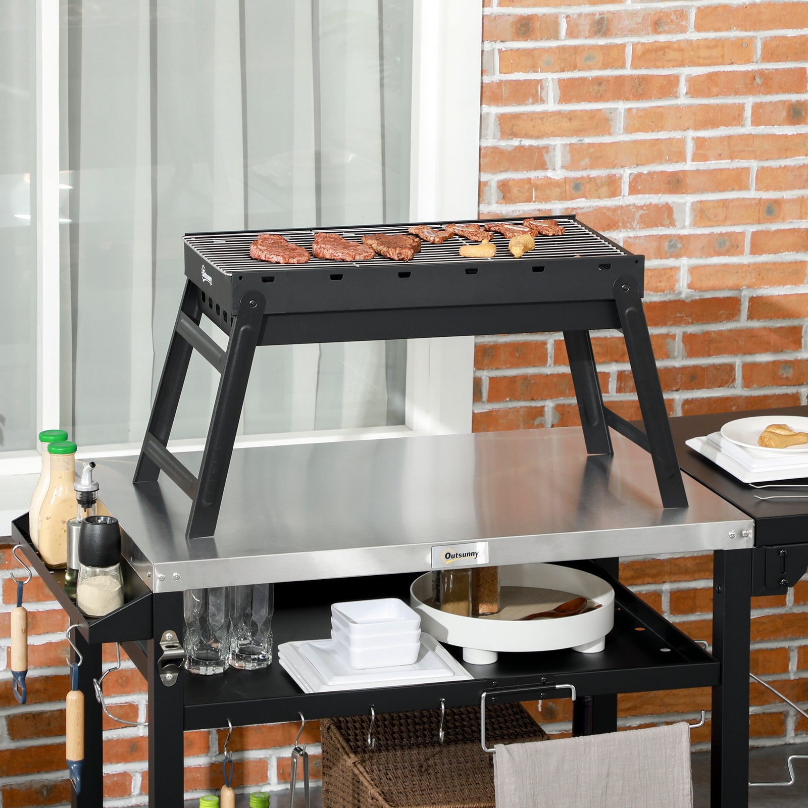 Foldable Charcoal Grill - Black