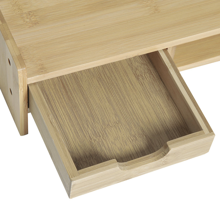 Monitor Riser Laptop PC Plinth Stand TV Computer Desktop Organiser W/ Drawer Bamboo