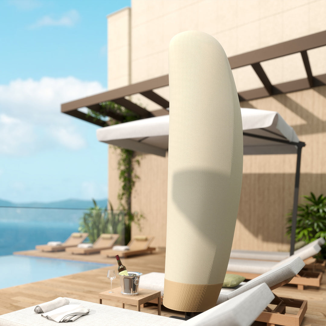 Parasol Cover, 600D Oxford Cantilever Umbrella Cover Fit for 2-4m Parasol, Banana Umbrella Protector with Zipper for Outdoor Garden, Patio, White