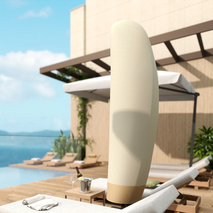 Parasol Cover, 600D Oxford Cantilever Umbrella Cover Fit for 2-4m Parasol, Banana Umbrella Protector with Zipper for Outdoor Garden, Patio, White
