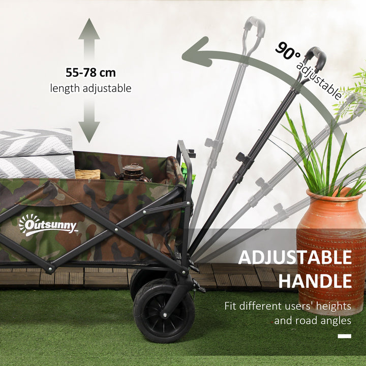 95L Folding Steel Frame Garden Trolley, with Handle - Multicolour
