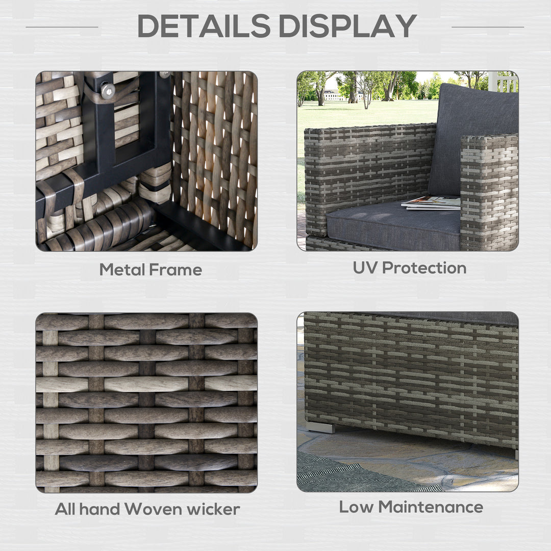 MCL Single Rattan Garden Chair, PE Wicker Garden Armchair with Cushions, Outdoor Rattan Chair with Armrests and Steel Frame for Conservatory, Porch, Patio, Balcony, Dark Grey