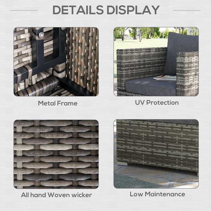 MCL Single Rattan Garden Chair, PE Wicker Garden Armchair with Cushions, Outdoor Rattan Chair with Armrests and Steel Frame for Conservatory, Porch, Patio, Balcony, Dark Grey