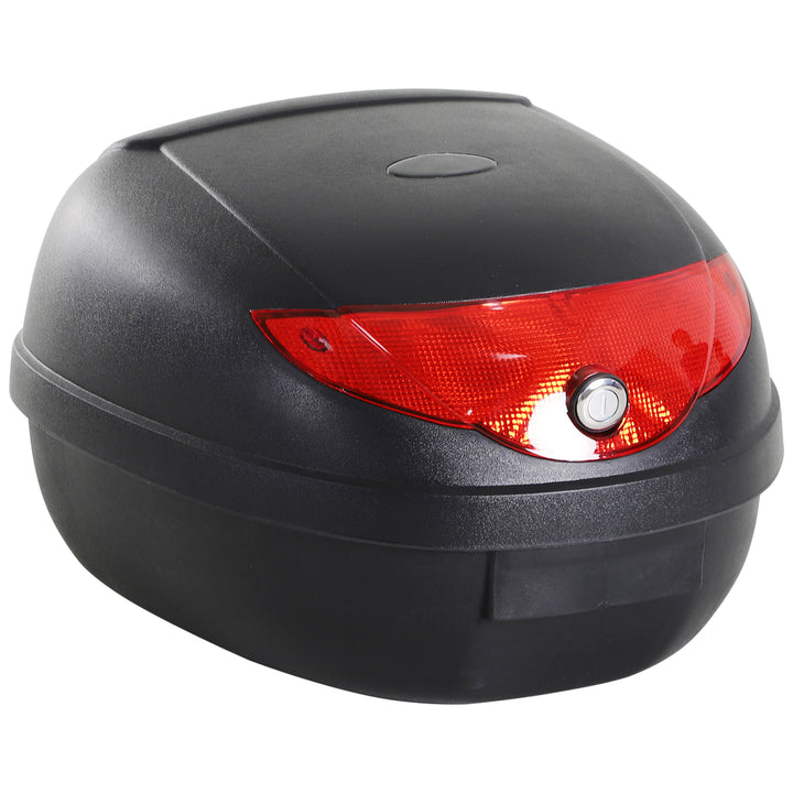 HOMCOM Motorcycle Top Box with Reflectors, 24L Luggage Case, Secure & Waterproof, Black/Red | Aosom UK