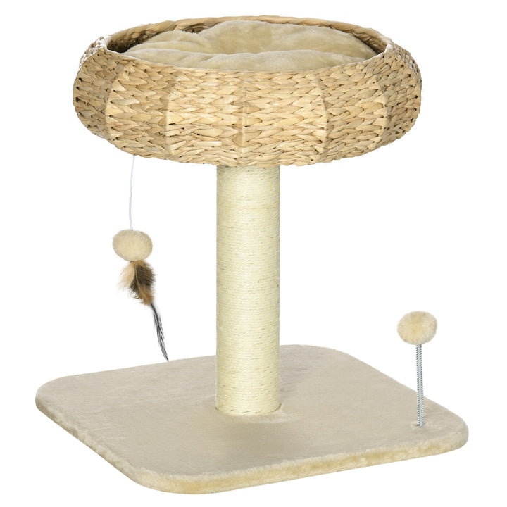 PawHut Kitty Playground: 51cm Cat Tree with Bed, Ball, Scratching Post & Climbing Tower, Beige | Aosom UK