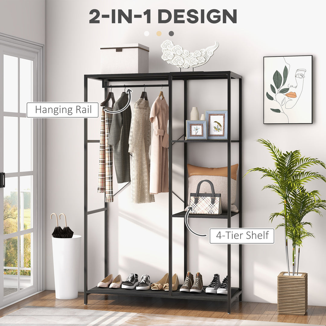 HOMCOM Coat Rack w/ Shoe Storage, 170cm Free Standing Hall Tree w/ Hanging Rail & Storage Shelves, 2-In-1 Coat Stand for Hallway, Entryway, | Aosom UK