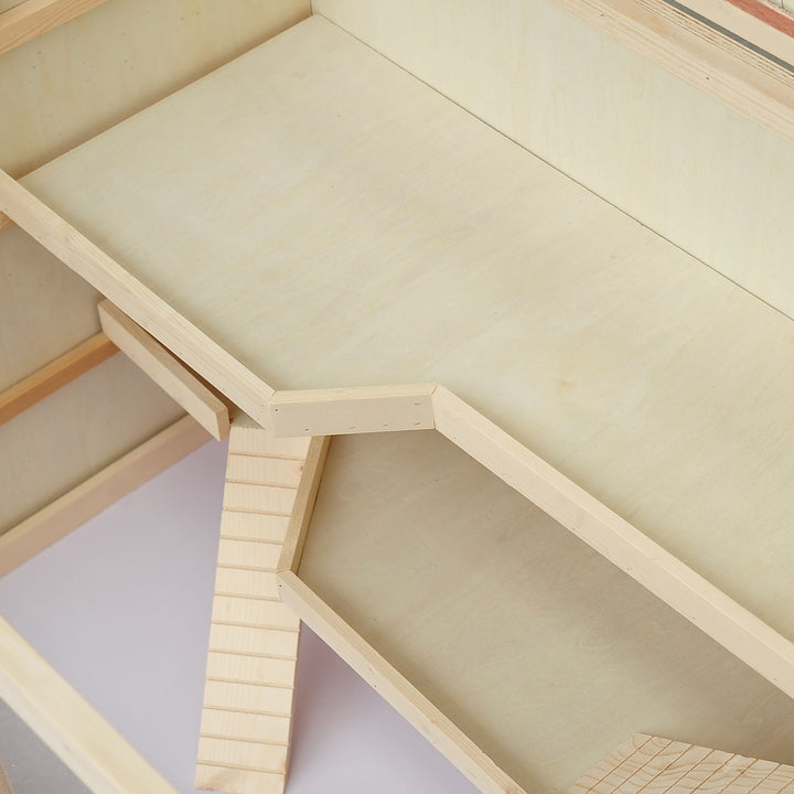 Wooden Hamster Cage, Small Animals Hutch with Tray, Openable Top, Exercise Play House Pen, 115L x 57W x 55Hcm, Natural