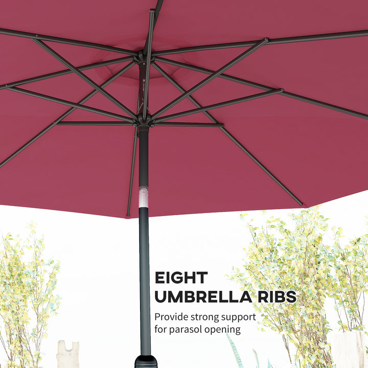 MCL 3(m) Tilting Parasol Garden Umbrellas, Outdoor Sun Shade with 8 Ribs, Tilt and Crank Handle for Balcony, Bench, Garden, Wine Red