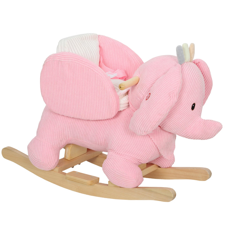 Kids Rocking Horse, Baby Ride on Elephant Rocker with Safety Belt and Sound for Toddlers 18 to 36 Months