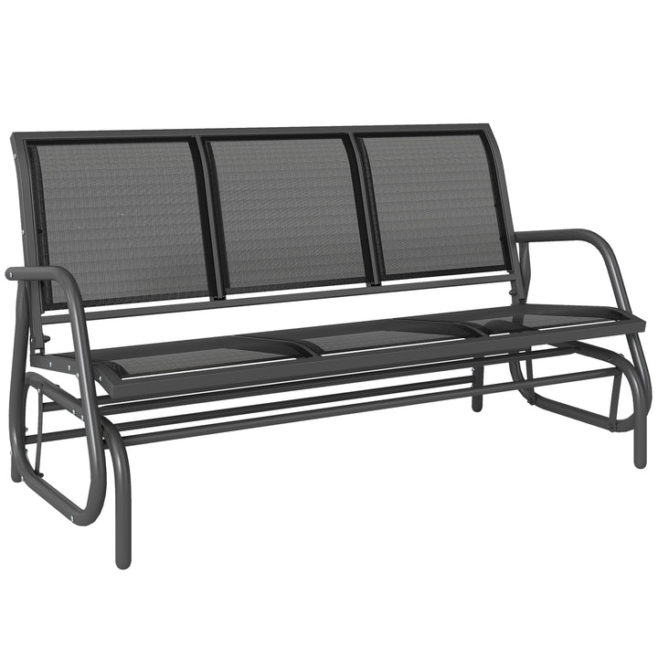 MCL 3-Seat Glider Rocking Chair for 3 People Garden Bench Patio Furniture Metal Frame, Black