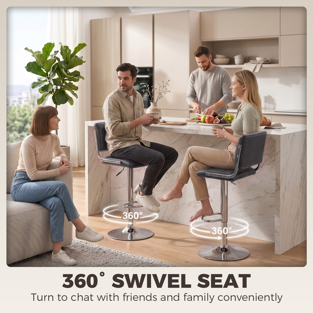 Bar Stools Modern PU Leather Adjustable Breakfast Bar Stools Backrest 