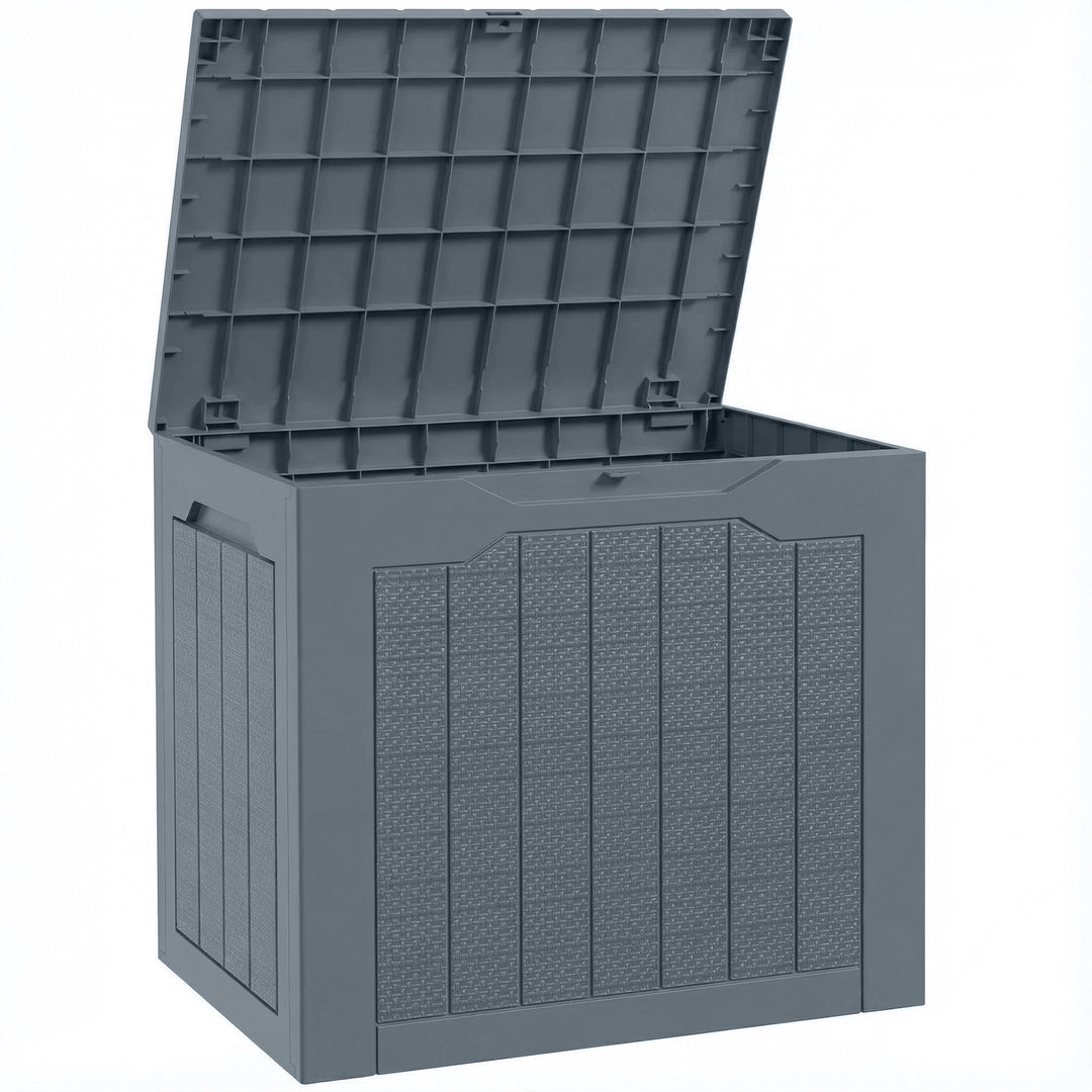 93L Plastic Garden Storage Box, Outdoor Storage Box with Handles, Waterproof Outdoor Storage Container