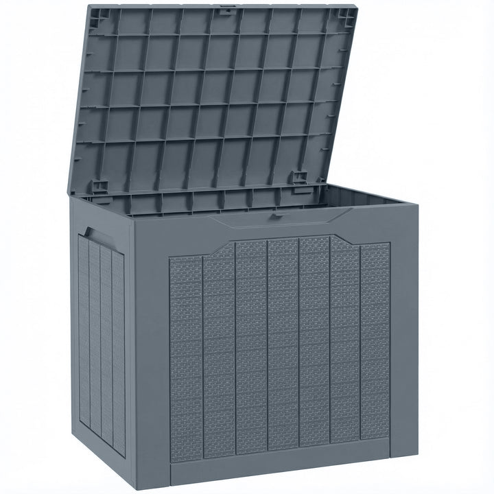93L Plastic Garden Storage Box, Outdoor Storage Box with Handles, Waterproof Outdoor Storage Container