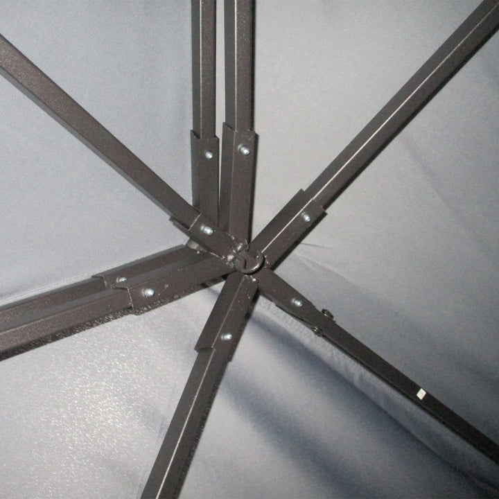 MCL 3 x 4m Aluminium Garden Gazebo, Marquee Canopy Shelter Pavilion Party Tent with Nets and Curtains for Garden and Deck, Dark Grey