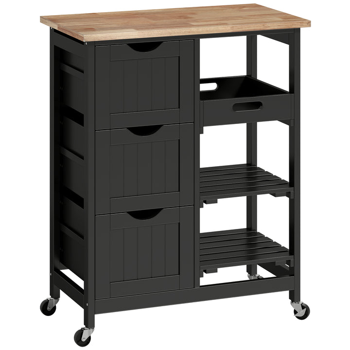 Rolling Kitchen Island Cart, Bar Serving Cart, Compact Trolley on Whee
