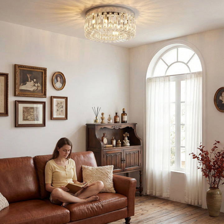 Crystal Chandeliers with 160 Crystal Pendants, 6-Light Ceiling Light f
