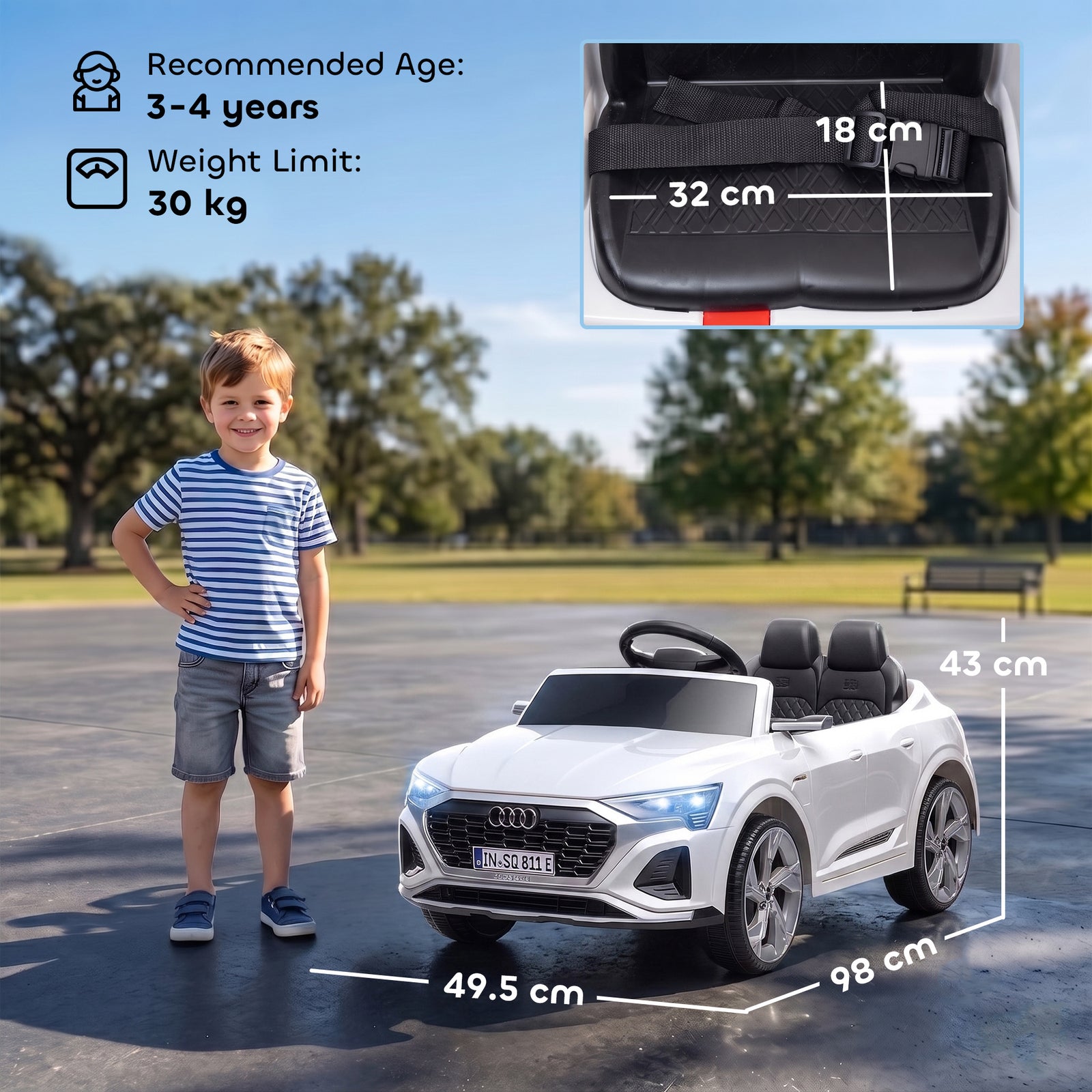 Audi Q8 etron Sportback Licensed Ride on Car with Remote Control, Four