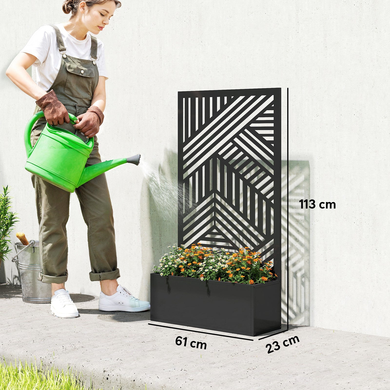 Metal Garden Bed for Garden with Trellis, Raised Garden Bed with Priva