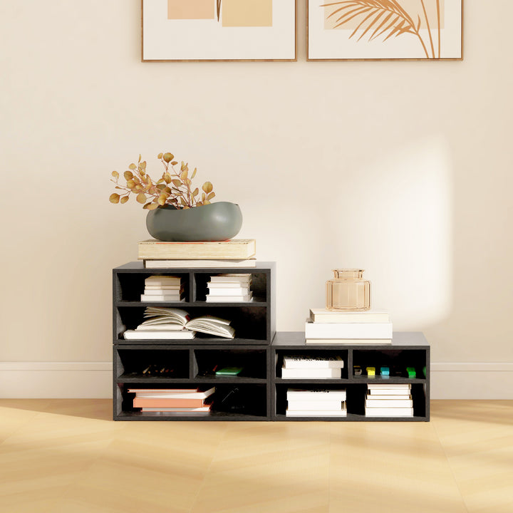 Three-Compartment Printer Storage Cabinet - Black