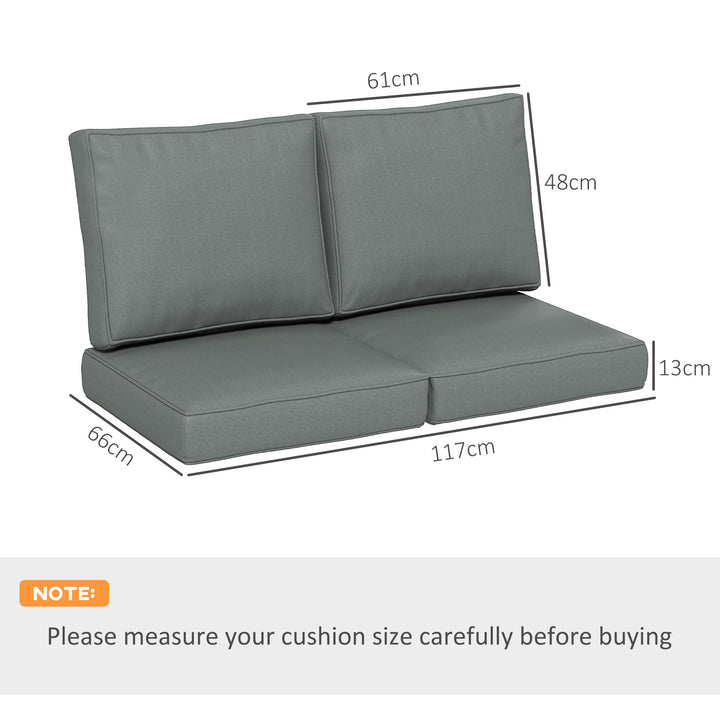 2 Seater Back and Seat Cushion Pillows Replacement, Patio Chair Cushions Set for Indoor Outdoor, Charcoal Grey