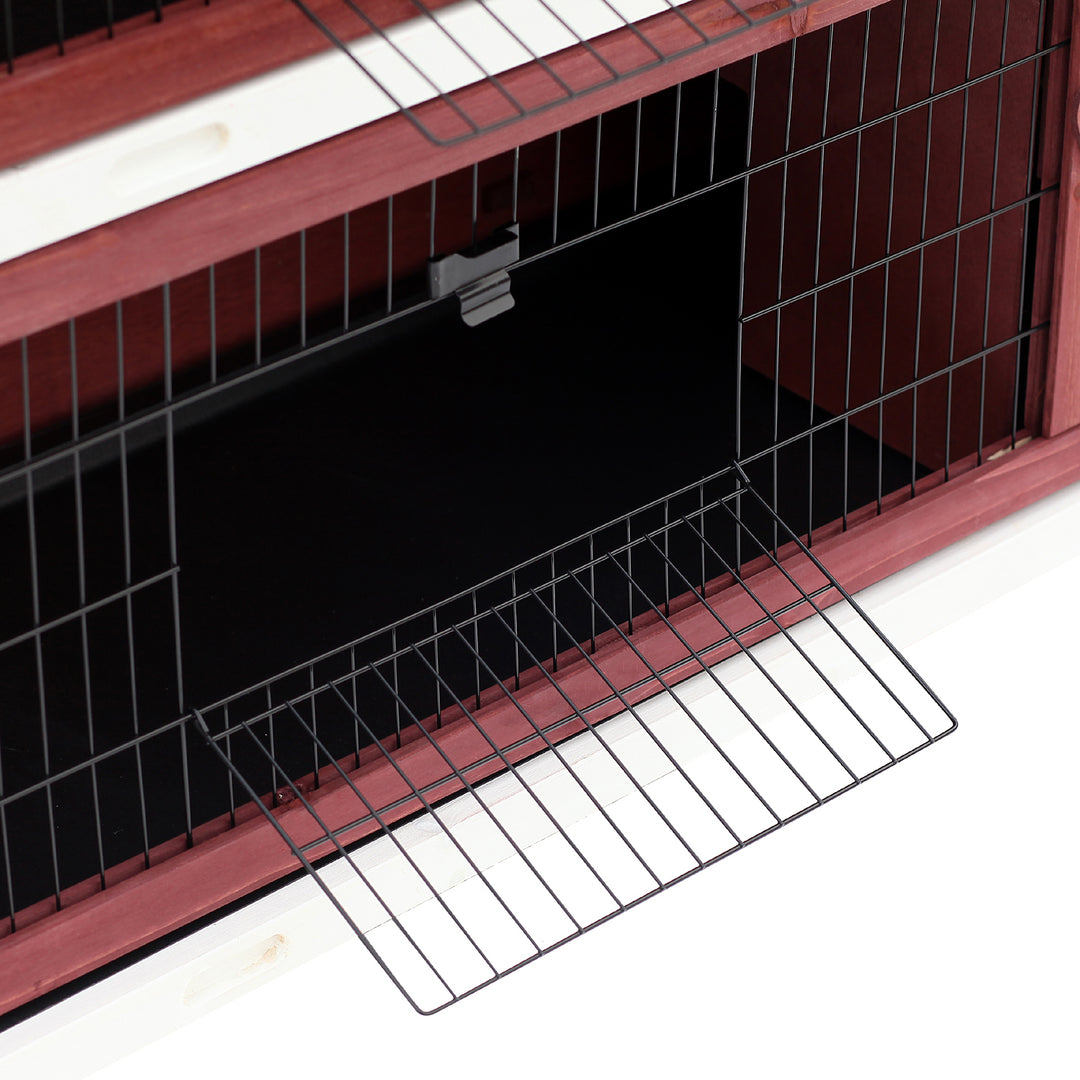 Rabbit Hutch Outdoor 2-Tier Guinea Pig Cage Bunny House Cage with No-Leak Trays for Indoor and Outdoor 136 x 50 x 93cm
