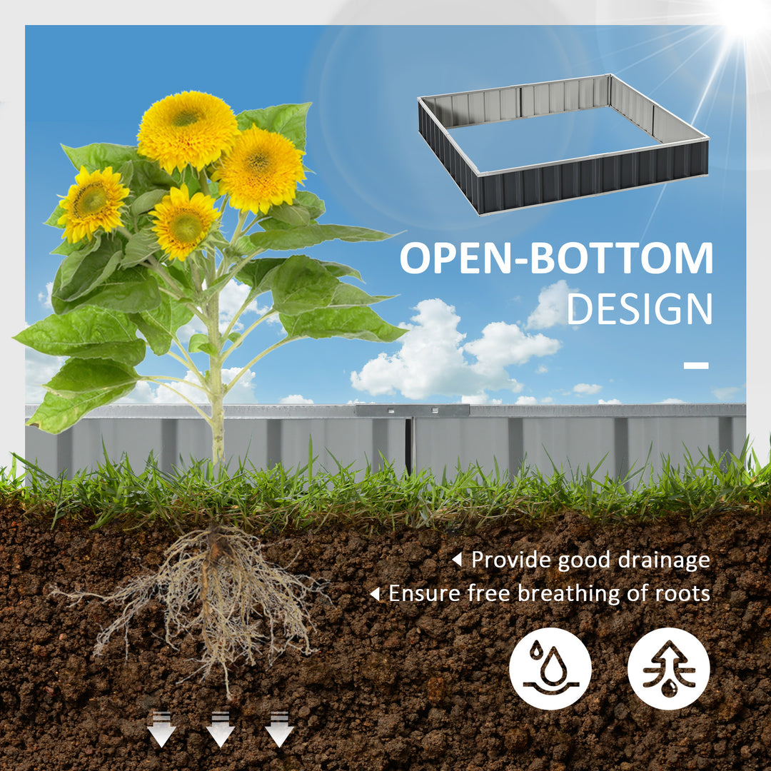 MCL 645L Metal Raised Garden Bed, DIY Large Steel Planter Box, No Bottom w/ A Pairs of Glove for Backyard, Patio to Grow Vegetables, Herbs, and Flowers, 258cmx90cm