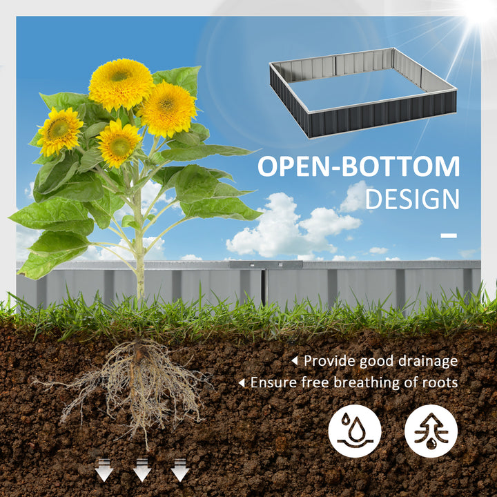 MCL 645L Metal Raised Garden Bed, DIY Large Steel Planter Box, No Bottom w/ A Pairs of Glove for Backyard, Patio to Grow Vegetables, Herbs, and Flowers, 258cmx90cm