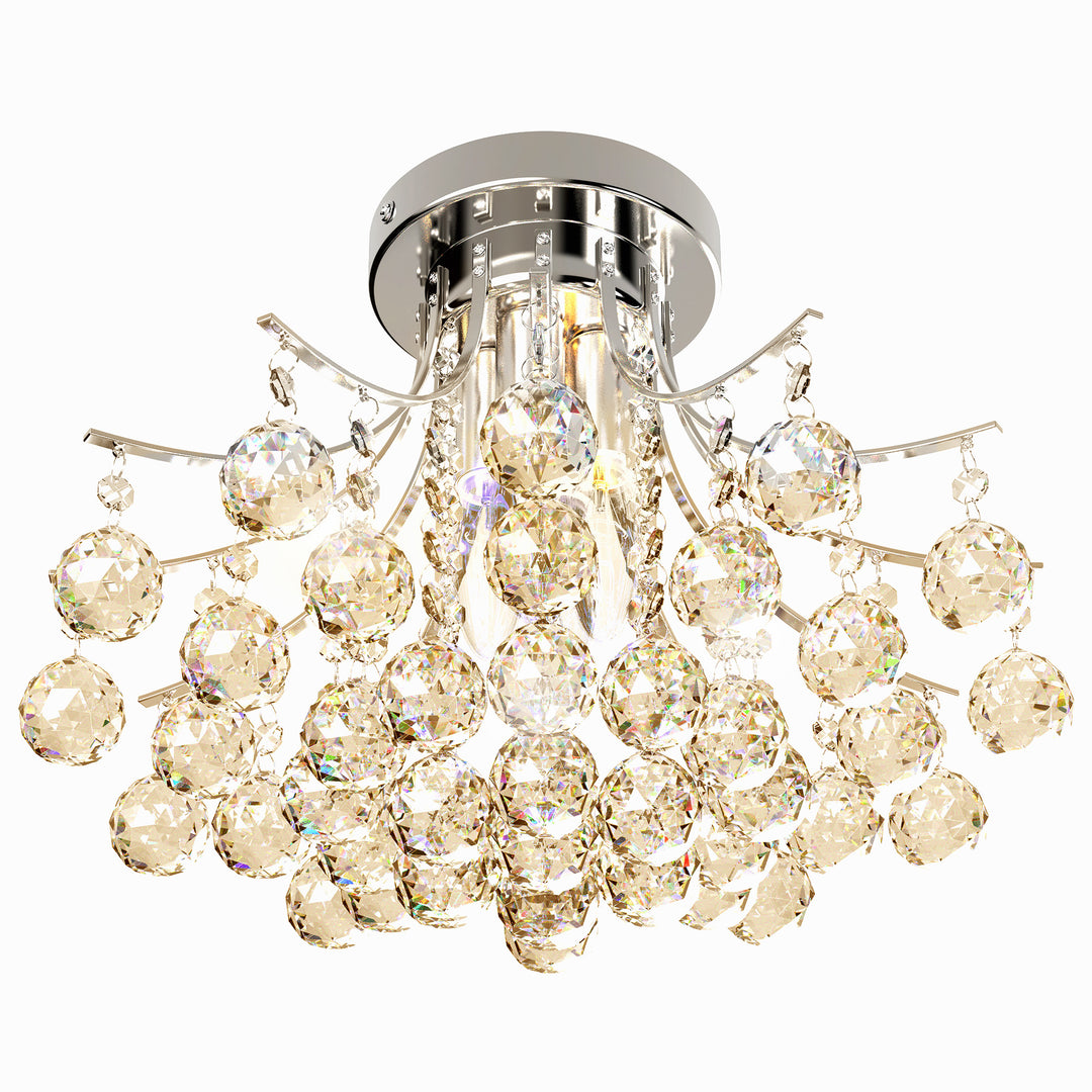 MCL Crystal Chandeliers, K9 Droplets Ceiling Light with 3 E14 Bulb Base, Pendant Lights for Living Room, Bedroom, Dining Room, Hallway, Kitchen