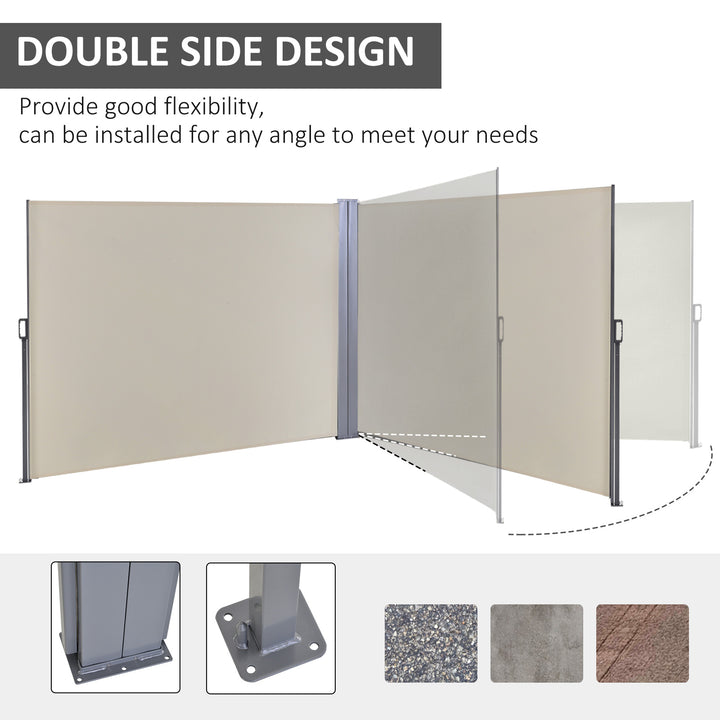 MCL 6 x 1.6 M Double Canopy Pull-Out Side Awning Sun Rain Outdoor Protection w/ Steel Frame Retractable Garden Privacy Home Commercial Beige