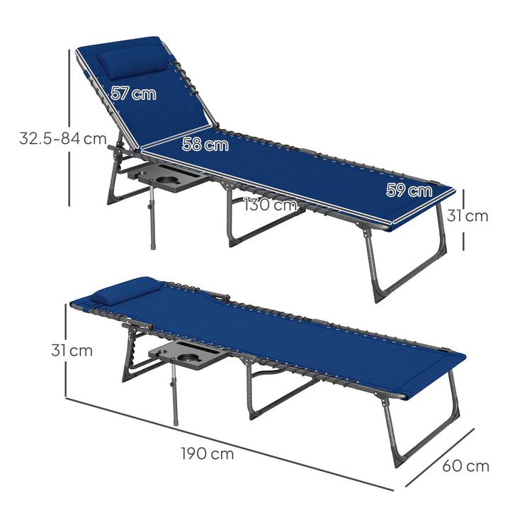 Five-Position Reclining Sun Lounger - Dark Blue