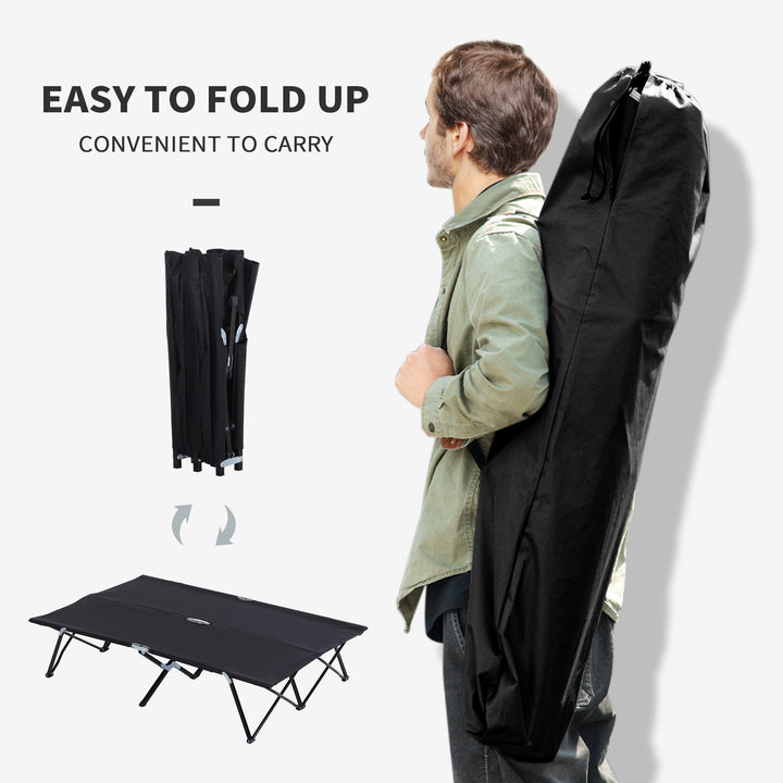 Double Camping Cot Bed, with Bag - Black