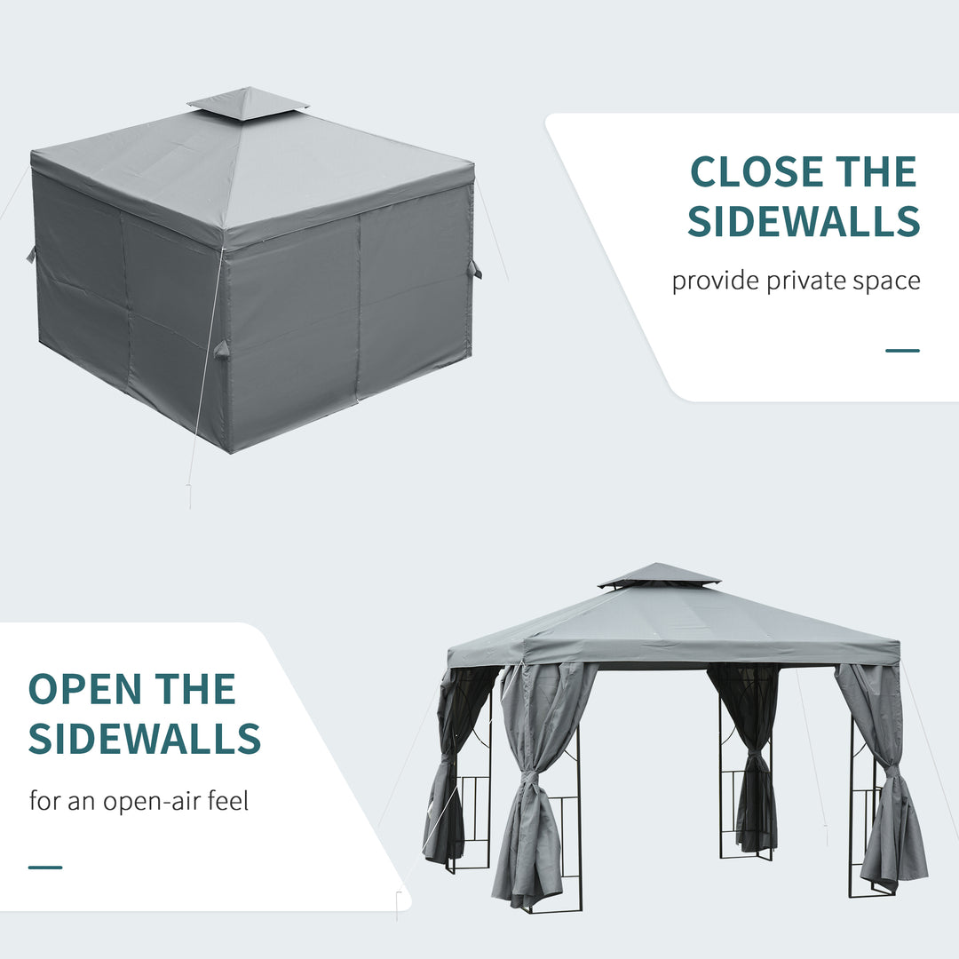 3 x 3 m Garden Gazebo Double Roof Marquee Patio Wedding Party Tent Canopy Shelter with Sidewalls, (Dark Grey)