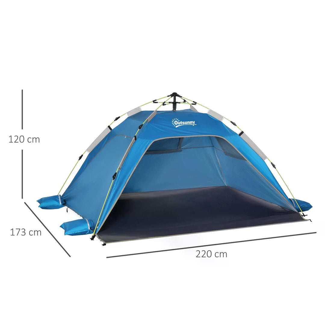 MCL Beach Tent for 1-2 Person Pop-up Design with 2 Mesh Windows & 2 Doors Sky Blue