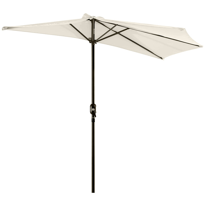 MCL 3(m) Half Parasol, Semi Round Umbrella with Metal Frame, Crank Handle for Balcony, Garden, Cream White