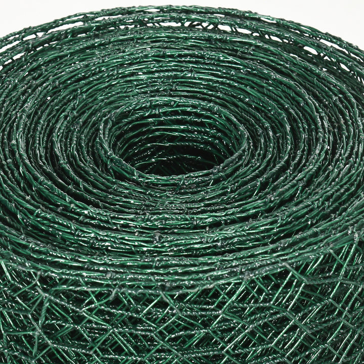 PawHut 1m x 25m Chicken Wire Mesh, Foldable PVC Coated Welded Garden Fence, Roll Poultry Netting, for Rabbits, Ducks, Gooses, Dark Green