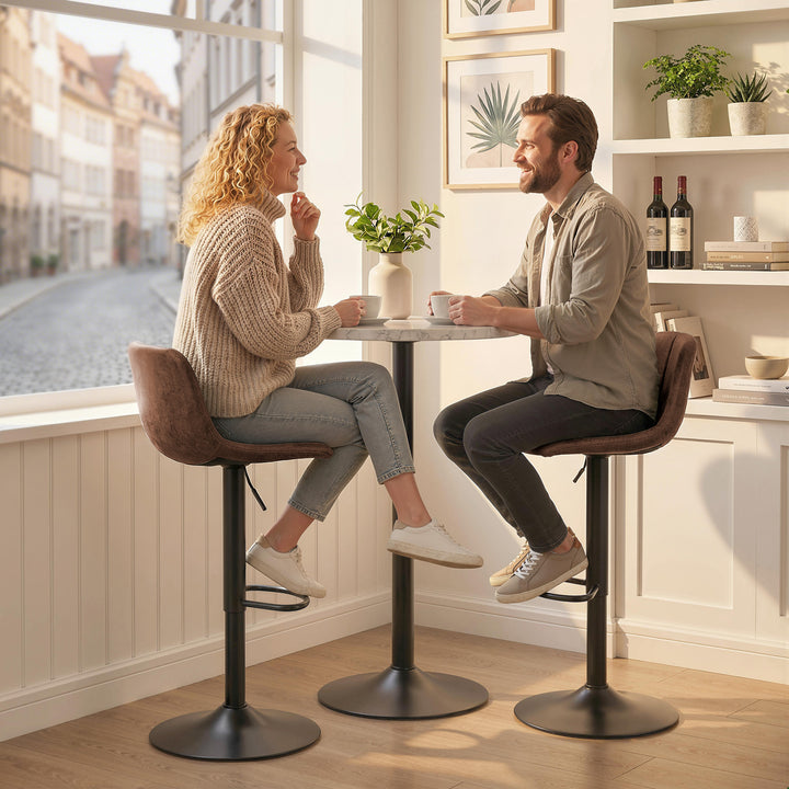 Bar Stools Set of 2, Modern Swivel Barstools with Footrest for Kitchen